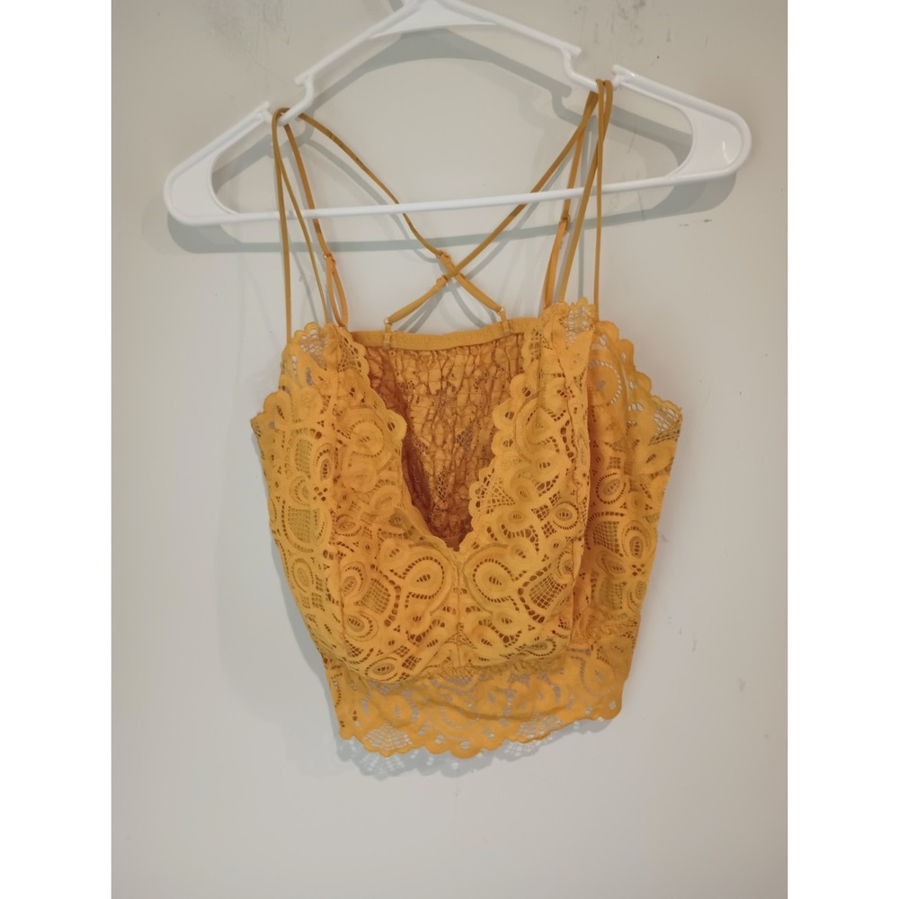 Boho Festival Vibes: No Boundaries 3XL Gold Lace Bralette Strappy Cami Crop Top
